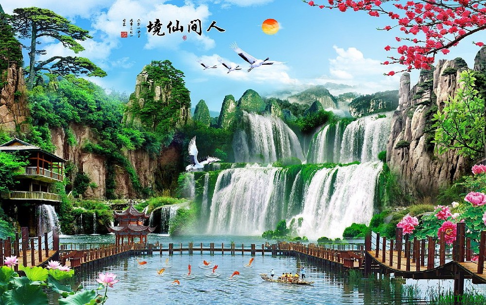 Phong cảnh sơn thủy hồ thác MHT2-325